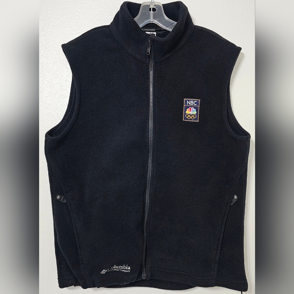 Columbia Rare NBC Olympics Fleece Vest Women’s XL Black Full Zip USA Made